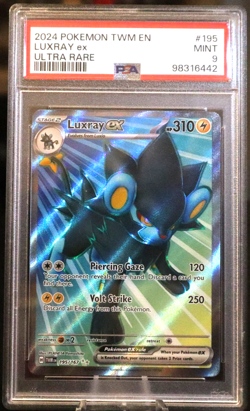 2024 Pokemon TCG Twilight Masquerade #195 LUXRAY ex Ultra Rare PSA 9 - Image 1