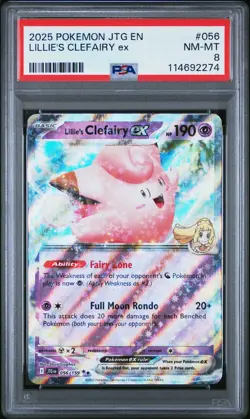 2025 POKEMON JTG EN-JOURNEY TOGETHER #056 LILLIE'S CLEFAIRY EX PSA 8 - Image 1