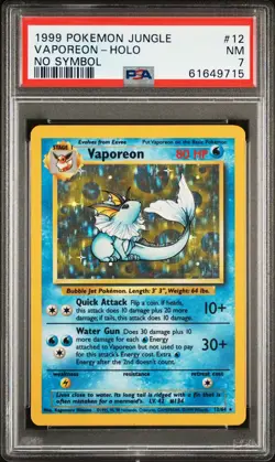 1999 POKEMON JUNGLE NO SYMBOL #12 VAPOREON-HOLO PSA 7 - Image 1