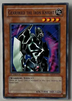 YuGiOh! GEARFRIED THE IRON KNIGHT Card Light Played 1996 1st Edition SDS-EN005 - Image 1