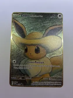 Eevee with Straw Hat Van Gogh Black Star Promo Fan Art Gold Glitter Card - Image 1