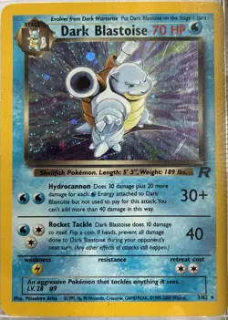 Pokemon TCG Dark Blastoise Holo Rare Card 3/82 EX Condition 1999 Vintage - Image 1