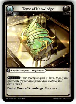 Grand Archive TCG Distorted Reflections Card DTR EN-023 UC Tome of Knowledge - Image 1