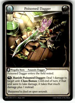 Grand Archive TCG Distorted Reflections Card DTR EN-017 UC Poison Dagger - Image 1