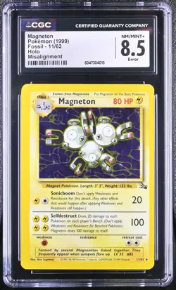 Pokemon CGC 8.5 Magneton Holo - Fossil Unlimited 11/62 - Misalignment Error - Image 1