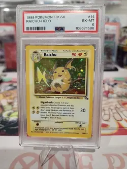 1999 Pokemon TCG Raichu-Holo Fossil #14/62 PSA 6 - Image 2