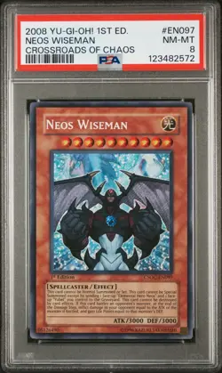 Neos Wiseman CSOC-EN097 Secret Rare 1st Edition PSA 8 MINT Yugioh - Image 1