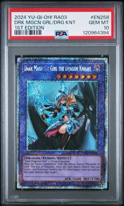 PSA 10 Dark Magician Girl the Dragon Knight RA03-EN258 Yugioh Secret Rare - Image 1
