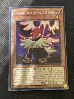 YuGiOh! - Blackwing - Vayu the Emblem of Honor BLCR-EN060 Secret Rare 1st NM - Image 1