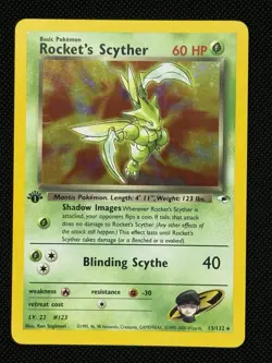 ROCKET'S SCYTHER 13/132 1ST EDITION POKEMON TCG CARD GYM HEROES WOTC HOLO RARE - Image 1