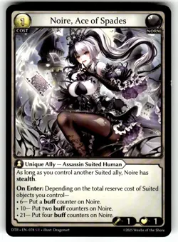 Grand Archive TCG Distorted Reflections Card DTR EN-078 SR Noire, Ace of Spades - Image 1