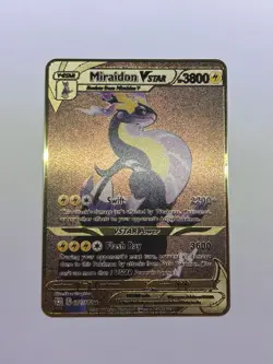 Pokemon Miraidon VSTAR 172/172 3800HP Gold Metal Fan Art Display Card NM/M - Image 1