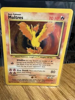 1999 Fossil Pokemon Card Moltres 12/62 Holo Rare - Image 1