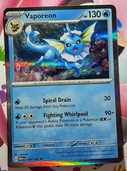 Vaporeon Pokemon Card 134/165 Holo Rare Bubble Jet Exeggcute - Image 1