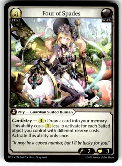Grand Archive TCG Distorted Reflections Card DTR EN-066 C Four of Spades - Image 1