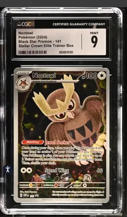 CGC MINT 9 Noctowl 141 - Black Star Promo - Pokemon 2024 - Stellar Crown ETB - Image 3