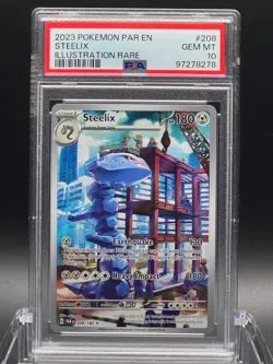 PSA 10 GEM MT 💎 - Steelix 208/182 Illustration Rare - Pokemon Paradox Rift Holo - Image 1