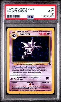 PSA 9 - 1999 Pokemon Fossil HAUNTER HOLO #6 (0237) - Image 1