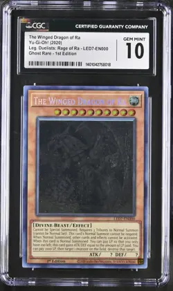 The Winged Dragon of Ra Yugioh 2020 LED7-EN000 Ghost Rare 1st CGC 10 Gem Mint - Image 1