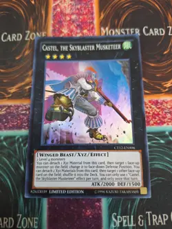 Yugioh Castel, the Skyblaster Musketeer CT12-EN006 Super Rare Limited Near Mint - Image 1