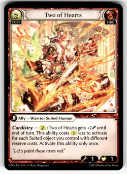 Grand Archive TCG Distorted Reflections Card DTR EN-139 UC Two of Hearts - Image 1