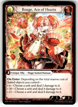 Grand Archive TCG Distorted Reflections Card DTR EN-133 SR Rouge, Ace of Hearts - Image 1
