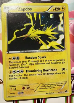 Pokemon Zapdos Card 41/99 Electric Type Holo Rare Trading Card - Image 1