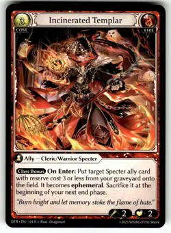 Grand Archive TCG Distorted Reflections Card DTR EN-124 R Incinerated Templar - Image 1