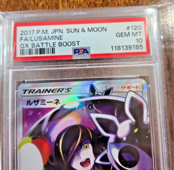 Pokemon 2017 JPN Sun & Moon FA/Lusamine GX Battle Boost #120 PSA 10 GEM MT - Image 2