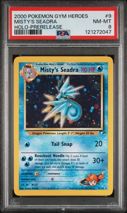 2000 POKEMON GYM HEROES HOLO-PRERELEASE #9 MISTY'S SEADRA PSA 8 - Image 1