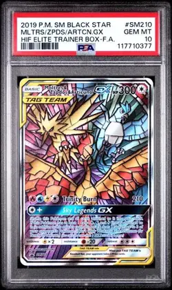 PSA 10 - 2019 Pokemon Hidden Fates MOLTRES ZAPDOS & ARTICUNO GX #SM210 (0377) - Image 1