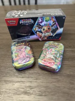 🔥Pokemon Prismatic Evolutions Surprise Box Plus 2 Tins lot🔥 - Image 1