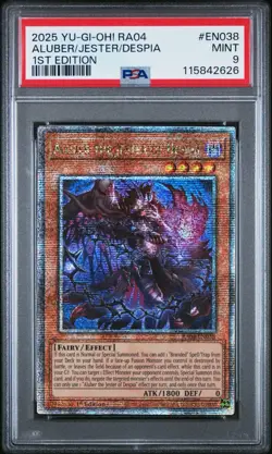 YUGIOH PSA 9 Aluber the Jester of Despia (New Art) (Quarter Century Secret Rare) - Image 1