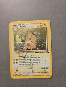 Pokemon TCG Raichu Fossil Holo Card 14/62 Unlimited Holo Rare - Image 1