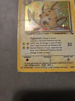 Pokemon TCG Raichu Fossil Holo Card 14/62 Unlimited Holo Rare - Image 5