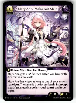 Grand Archive Distorted Reflections Card DTR EN-215 SR Mary Ann, Maladroit Maid - Image 1