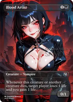 MTG - Blood Artist - Fanart Borderless Style - EDH / Playtest - Image 1