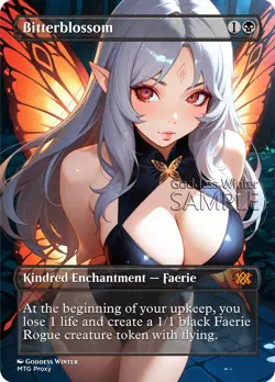 MTG - Bitterblossom - Fanart Borderless Style - EDH / Playtest - Image 1