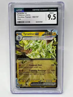 CGC Graded 9.5 MINT + Tyranitar ex 066/197 Obsidian Flames Pokemon Card - Image 1