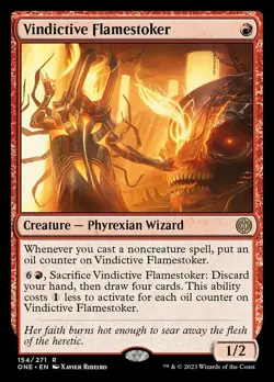 1x Vindictive Flamestoker - Foil MTG Phyrexia: All Will Be One NM Magic Foil - Image 1