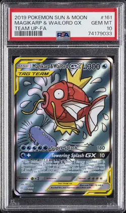 2019 POKEMON SUN & MOON TEAM UP #161 FULL ART/MAGIKARP & WAILORD GX PSA 10 - Image 1