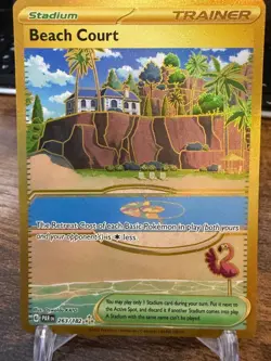 2023 Pokemon SV04 Paradox Rift Beach Court 263/182 Gold Hyper Rare Holo - NM - Image 1