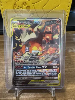 Reshiram & Charizard GX - SM201 Full Alt Art TAG TEAM Pokemon Card - LP - Image 1
