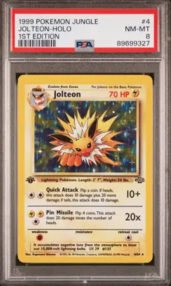 PSA 8 1999 POKEMON JUNGLE #4 JOLTEON-HOLO 1ST EDITION - Image 1