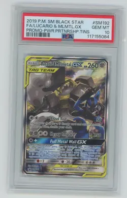 Pokemon Lucario & Melmetal GX Power Partnership Tins Full Art Promo SM192 PSA 10 - Image 1