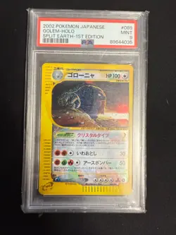 PSA 9 MINT 2002 Pokemon Japanese Crystal Golem Holo Split Earth 1st Edition 089 - Image 1