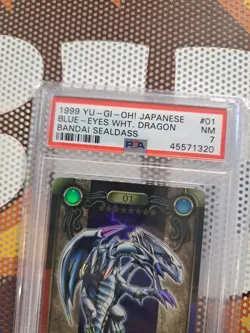 Bandai Yugioh Blue Eyes White Dragon Sealdass 1999 Yu-Gi-Oh PSA 7 - Image 2