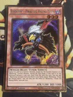 Yugioh: Blackwing - Pinaki the Waxing Moon PGL2-EN007 Gold Secret Rare 1st Ed NM - Image 1