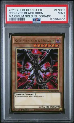 PSA 9 Red-Eyes Black Dragon MGED-EN003 Yugioh Maximum Gold Rare El Dorado 1st Ed - Image 1