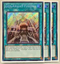 Yugioh! 3x Gem-Knight Fusion BLMM-EN160 Secret Rare 1st Ed NM - Image 1